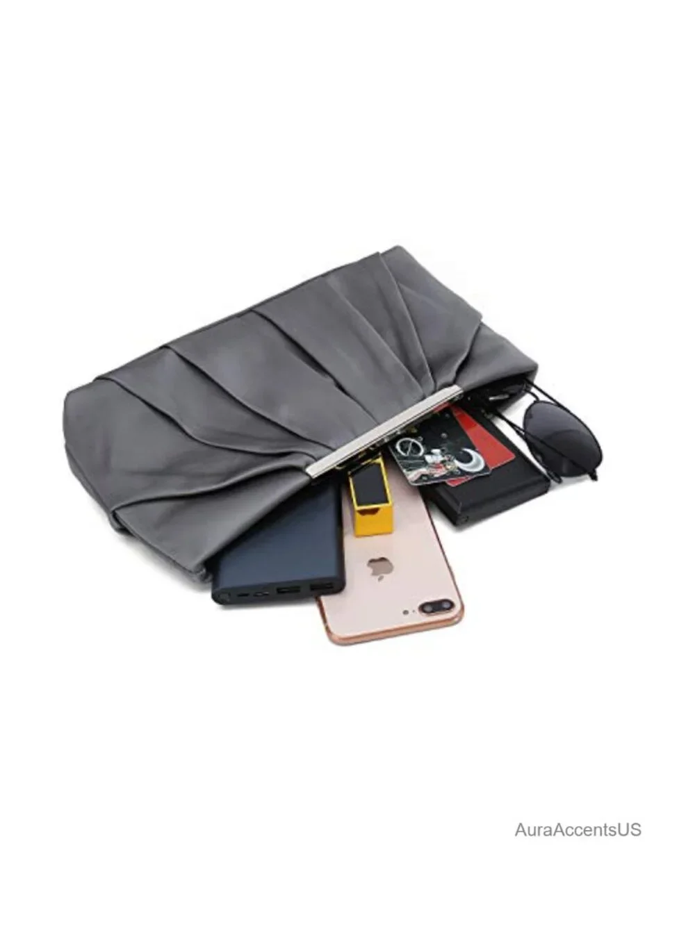Elegant Pleated Satin Evening Clutch with Chain Strap